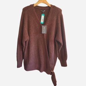 Stitch Fix Montgomery Post Wrap Espresso Brown Sweater Size 2X Office BalletCore
